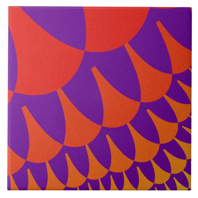Cerâmica Azulejo grande de escala laranja vermelho personal (Frente)