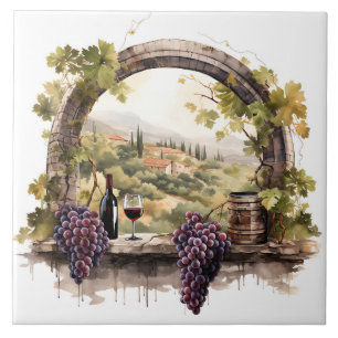 Cerâmica Azulejo Impressão de Aquarela de Vinha