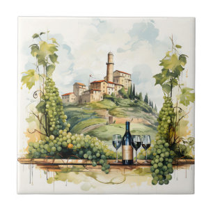 Cerâmica Azulejo Impressão de Aquarela de Vinha