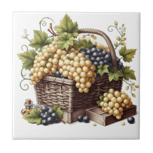 Cerâmica Azulejo Impressão de cesto de Uvas