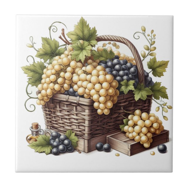 Cerâmica Azulejo Impressão de cesto de Uvas (Frente)