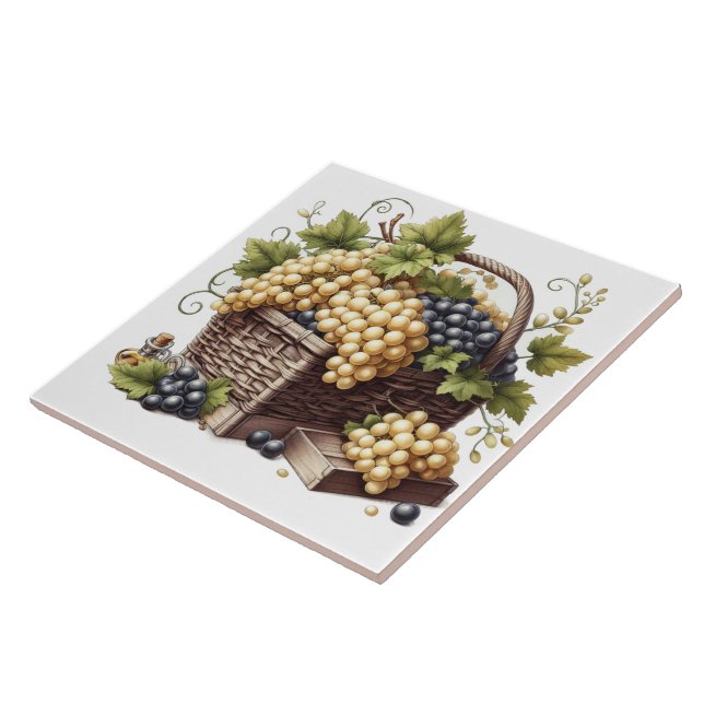 Cerâmica Azulejo Impressão de cesto de Uvas (Lateral)