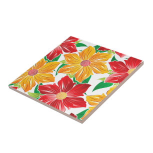 Cerâmica Azulejo Impressão de Flores Negrito