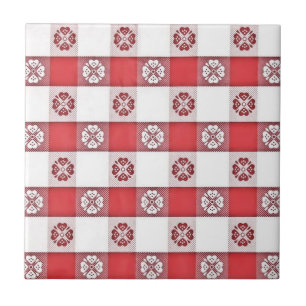 Cerâmica Azulejo Impressão de Mesa vermelho e branco italia