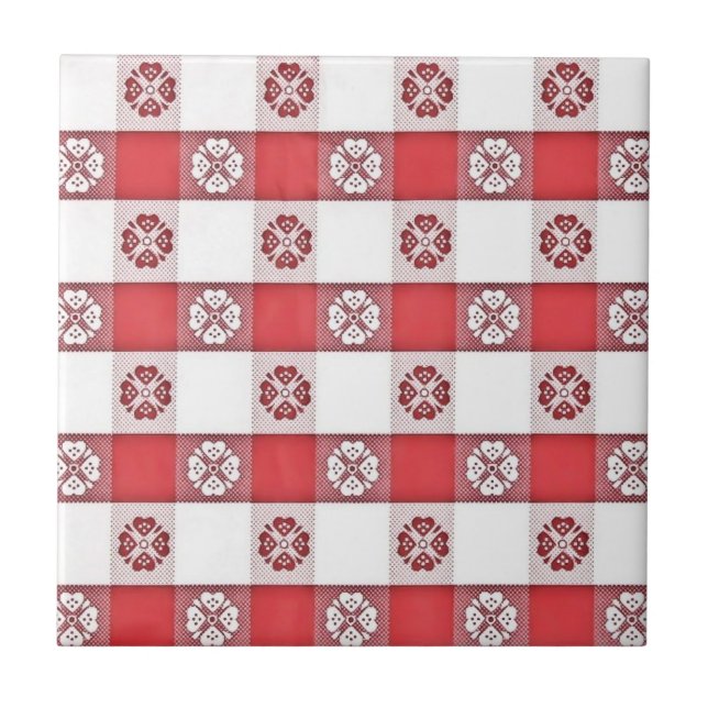 Cerâmica Azulejo Impressão de Mesa vermelho e branco italia (Frente)
