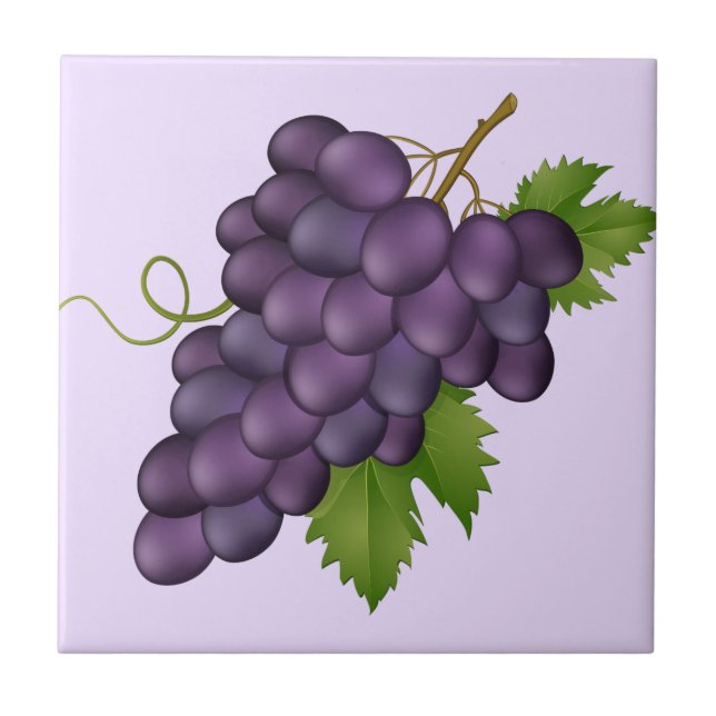 Cerâmica Azulejo Impressão de Uvas (Frente)