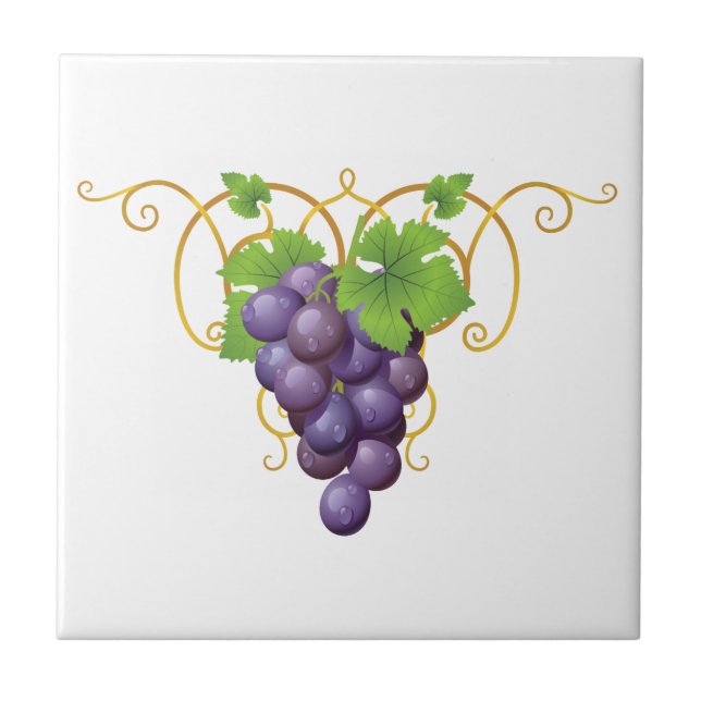 Cerâmica Azulejo Impressão de Uvas (Frente)