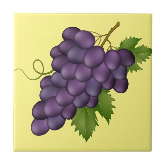 Cerâmica Azulejo Impressão de Uvas (Frente)