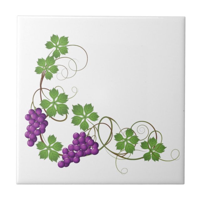 Cerâmica Azulejo Impressão de Uvas (Frente)