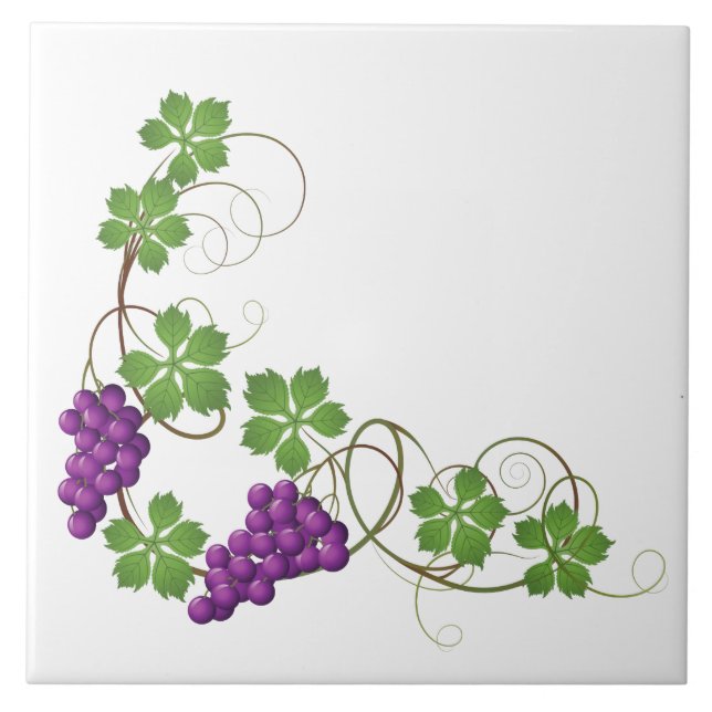 Cerâmica Azulejo Impressão de Uvas (Frente)