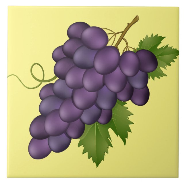 Cerâmica Azulejo Impressão de Uvas (Frente)