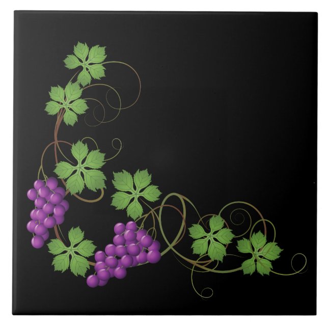 Cerâmica Azulejo Impressão de Uvas (Frente)