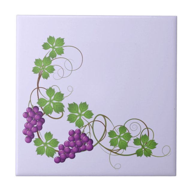 Cerâmica Azulejo Impressão de Uvas (Frente)