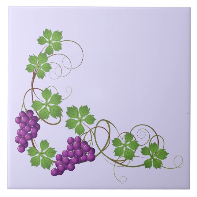 Cerâmica Azulejo Impressão de Uvas (Frente)
