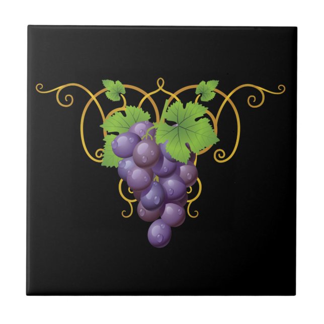 Cerâmica Azulejo Impressão de Uvas (Frente)