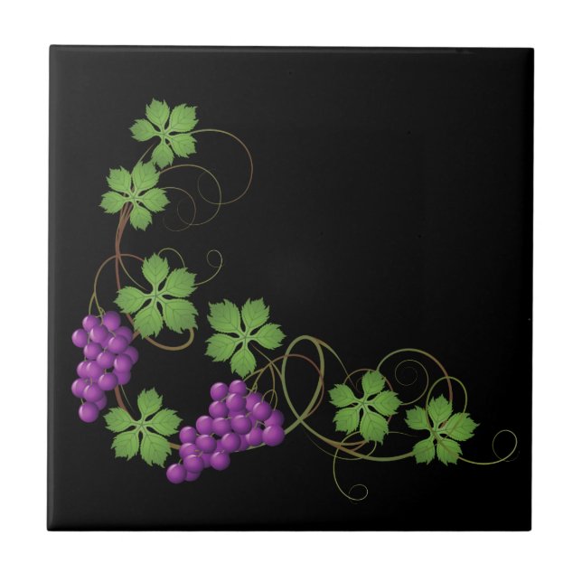 Cerâmica Azulejo Impressão de Uvas (Frente)