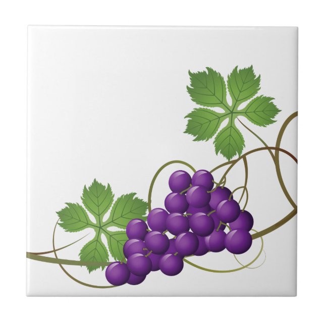 Cerâmica Azulejo Impressão de Uvas (Frente)
