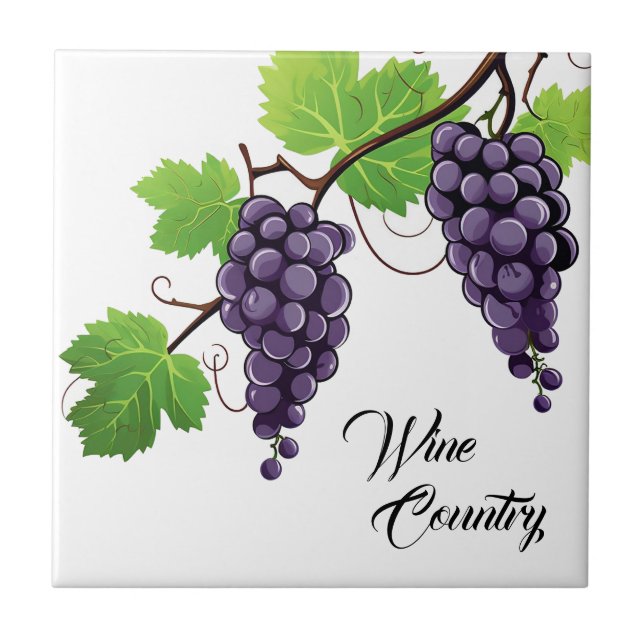 Cerâmica Azulejo Impressão de Uvas para Vinhos (Frente)