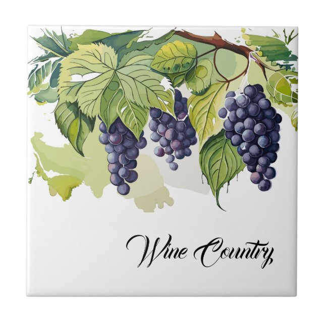 Cerâmica Azulejo Impressão de Uvas para Vinhos (Frente)