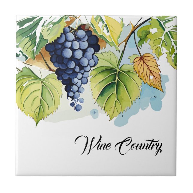 Cerâmica Azulejo Impressão de Uvas para Vinhos (Frente)