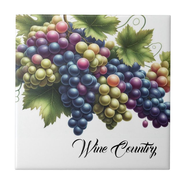 Cerâmica Azulejo Impressão de Uvas para Vinhos (Frente)