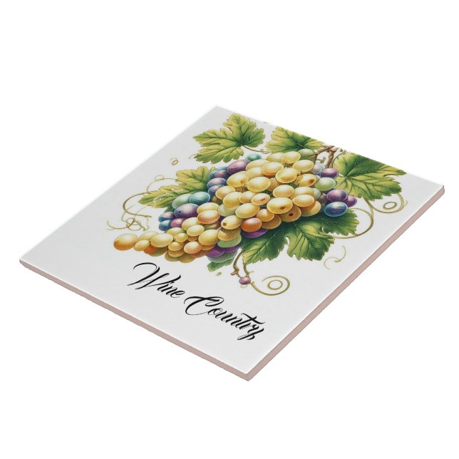 Cerâmica Azulejo Impressão de Uvas para Vinhos (Lateral)
