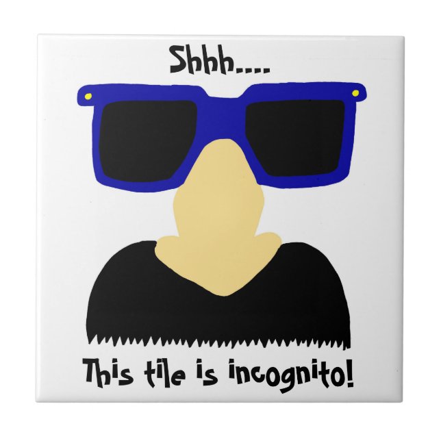 Cerâmica Azulejo Incognito de bigode e óculos (Frente)