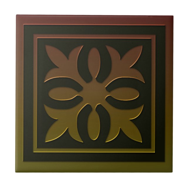 Cerâmica Azulejo inspirado celta nº 2 em tons de bronze e v (Frente)