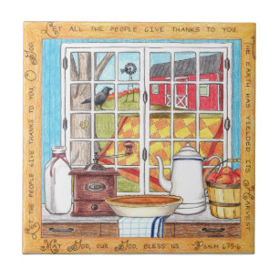 Cerâmica Azulejo inspirado da casa de colheita