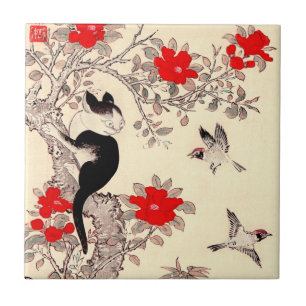 Cerâmica Azulejo japonês do gatinho e do filhote de