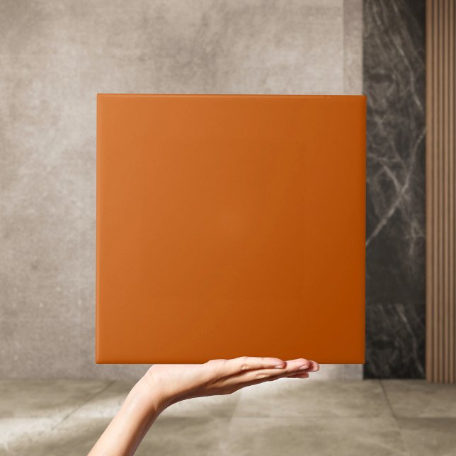 Cerâmica Azulejo Laranja Simples De Queima De 50 Retroativo (Retro 50s Plain Burnt Orange Tile)