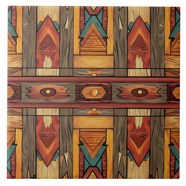 Cerâmica azulejo legal de madeira fina Aztec (Frente)