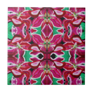 Cerâmica Azulejo Lily de Pássaro Vermelho