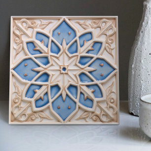 Cerâmica Azulejo Marroquino Floral Relevo Falso Acento de D