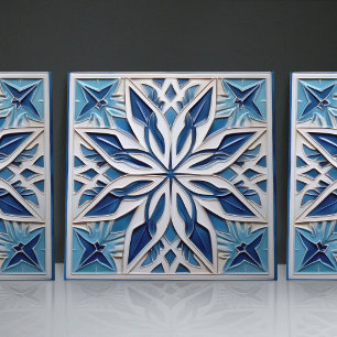 Cerâmica Azulejo Marroquino Floral Relevo Falso Acento de D