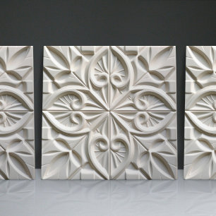 Cerâmica Azulejo Marroquino Floral Relevo Falso Acento de D
