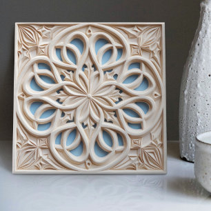 Cerâmica Azulejo Marroquino Floral Relevo Falso Acento de D