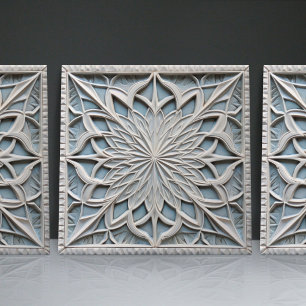 Cerâmica Azulejo Marroquino Floral Relevo Falso Acento de D