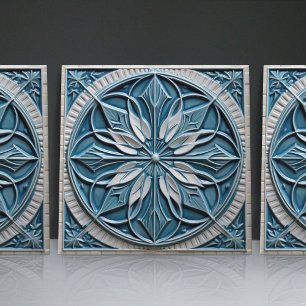 Cerâmica Azulejo Marroquino Floral Relevo Falso Acento de D