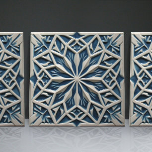 Cerâmica Azulejo Marroquino Floral Relevo Falso Acento de D