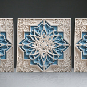 Cerâmica Azulejo Marroquino Floral Relevo Falso Acento de D