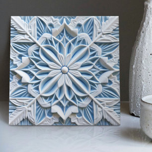 Cerâmica Azulejo Marroquino Floral Relevo Falso Acento de D