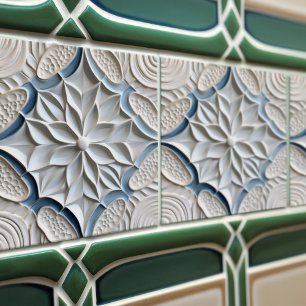 Cerâmica Azulejo Marroquino Floral Relevo Falso Acento de D