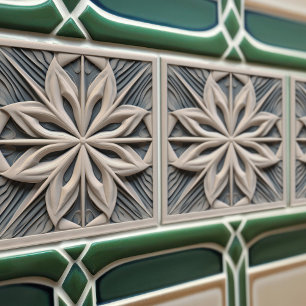Cerâmica Azulejo Marroquino Floral Relevo Falso Acento de D