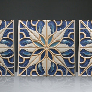 Cerâmica Azulejo Marroquino Floral Relevo Falso Acento de D