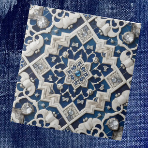 Cerâmica Azulejo Marroquino Mediterrâneo com Padrão de Diam