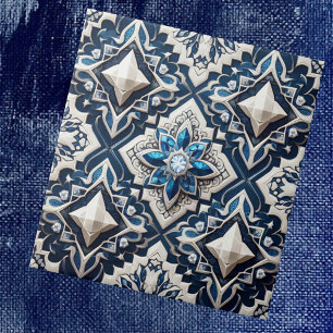 Cerâmica Azulejo Marroquino Mediterrâneo com Padrão de Diam
