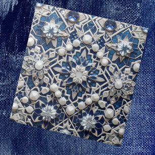 Cerâmica Azulejo Marroquino Mediterrâneo com Padrão de Diam