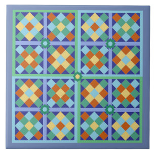 Cerâmica Azulejo marroquino quadrado de ouro azul-teta