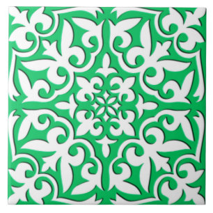 Cerâmica Azulejo marroquino - verde e branco de jade